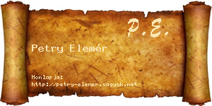 Petry Elemér névjegykártya